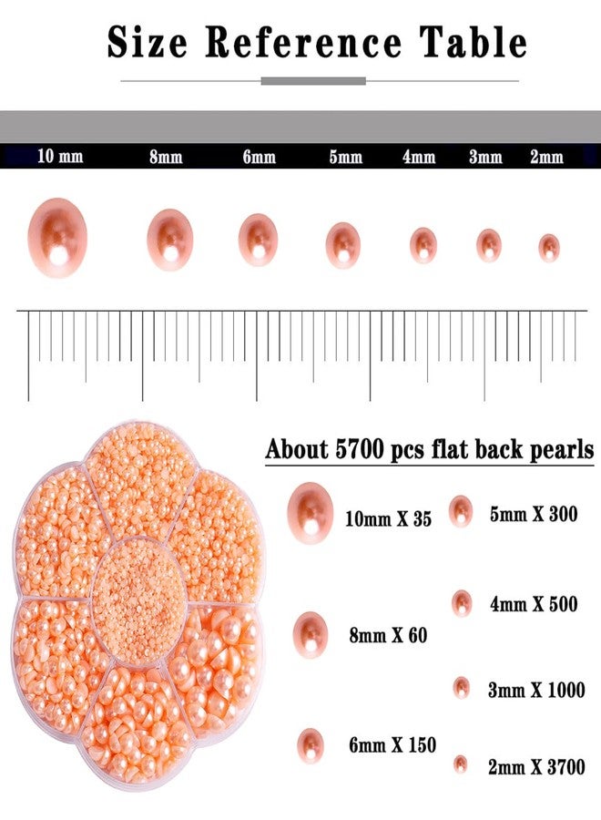 Makandup Aodse 6000 Pcs Nail Pearls for Nails Art, Orange Half Pearl for Crafts, Charms DIY Crafting Charms Decorations Accessories - Image 2