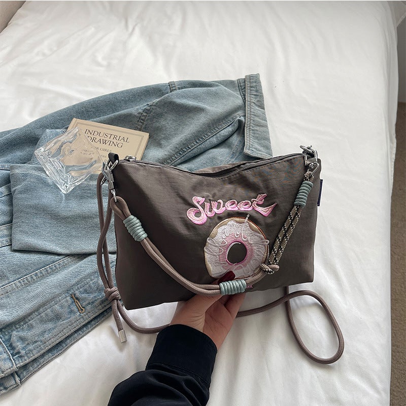 Heavy Embroidered Cat Portable Nylon Cloth Bag Women'S Japanese-Style Casual Commuter Crossbody Bag All-Match Shoulder Bag - Image 1