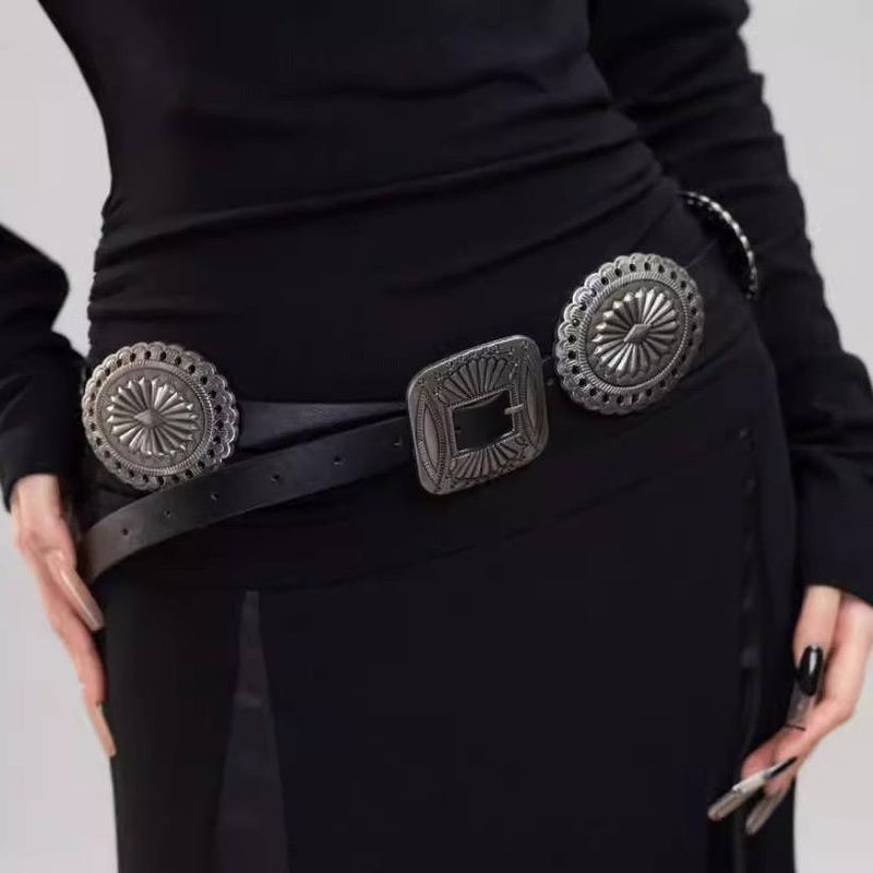 The Black Pearl Accessories Black Leather Waist Belt for Women - Image 4