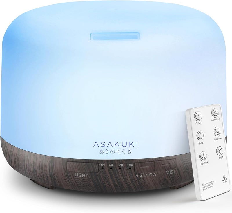 ASAKUKI 500ml Premium, Essential Oil Diffuser, 5 In 1 Ultrasonic Aromatherapy Fragrant Oil Vaporizer Humidifier, Timer and Auto-Off Safety Switch - Image 1
