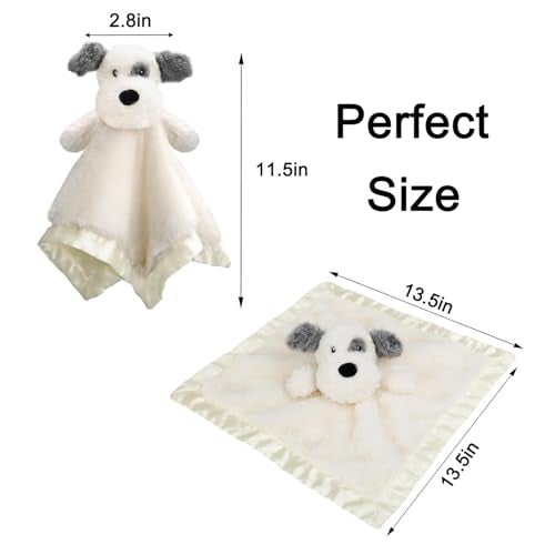 BEILIMU Dog Baby Security Blanket Soft Unisex Lovey Stuffed Animal with Satin Backing for Toddler Infant Newborn Boys and Girls, Lovely Puppy Snuggle Toy, White 13.5 Inch - Image 4