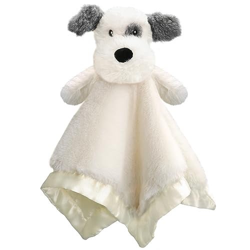 BEILIMU Dog Baby Security Blanket Soft Unisex Lovey Stuffed Animal with Satin Backing for Toddler Infant Newborn Boys and Girls, Lovely Puppy Snuggle Toy, White 13.5 Inch - Image 1