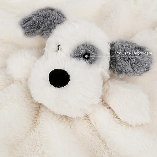 BEILIMU Dog Baby Security Blanket Soft Unisex Lovey Stuffed Animal with Satin Backing for Toddler Infant Newborn Boys and Girls, Lovely Puppy Snuggle Toy, White 13.5 Inch - Image 2