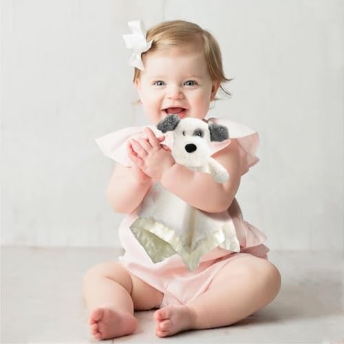 BEILIMU Dog Baby Security Blanket Soft Unisex Lovey Stuffed Animal with Satin Backing for Toddler Infant Newborn Boys and Girls, Lovely Puppy Snuggle Toy, White 13.5 Inch - Image 5