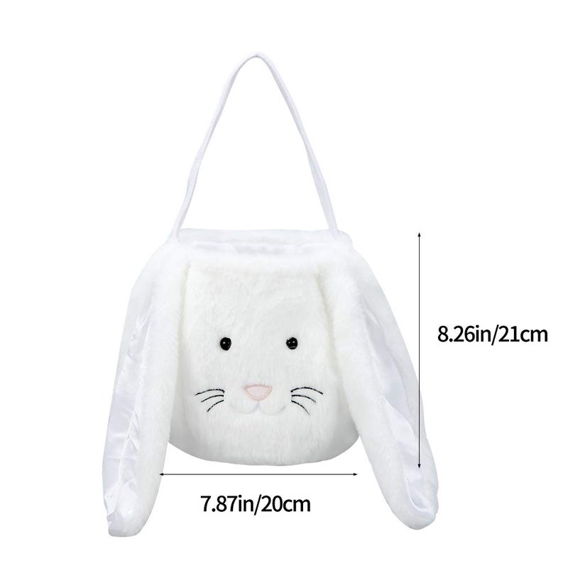 XinblueCo Plush Easter Bunny Basket for Kids Boys Girls Easter Buckets with Long Plush Ear Personalized Egg Hunting Bags,Bunny Kids Easter Tote Bags for Easter Decorations Candy - Image 4