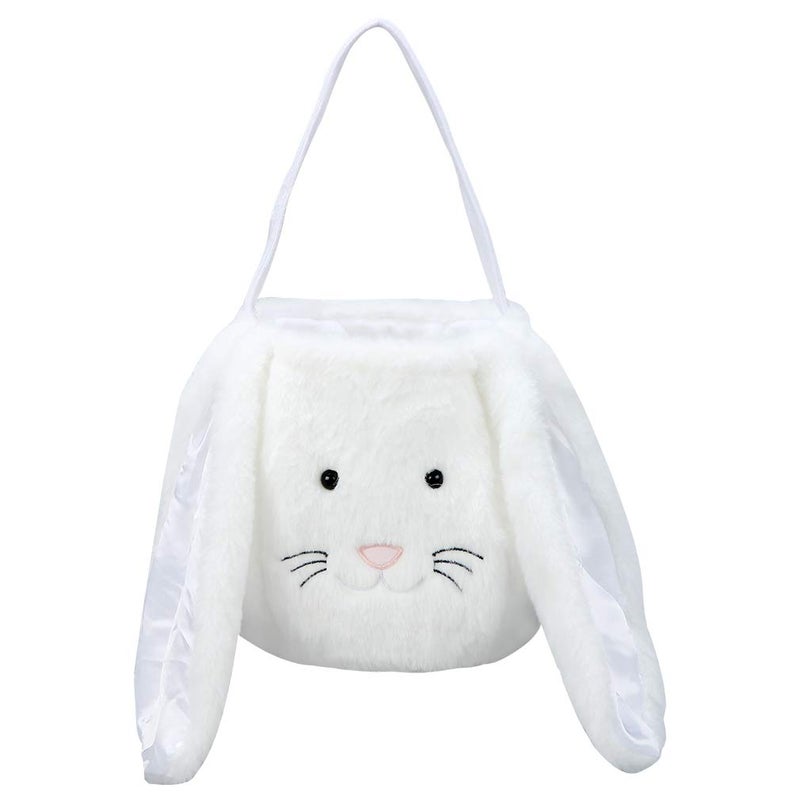 XinblueCo Plush Easter Bunny Basket for Kids Boys Girls Easter Buckets with Long Plush Ear Personalized Egg Hunting Bags,Bunny Kids Easter Tote Bags for Easter Decorations Candy - Image 2
