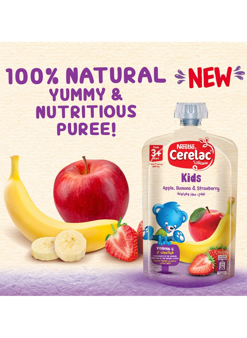 Cerelac Fruits Puree Pouch For Kids In Apple Banana Strawberry 3-6 Years 8 x 110g - Image 2
