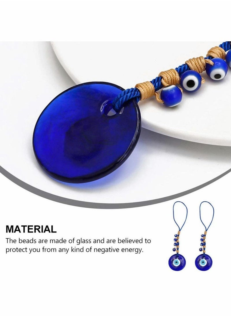 Blue Evil Eye Decor Hanging Turkish Nazar Bead Pendant Decorative Lucky Turkish Eye Keychain Feng Shui Hanging Decoration for Home Office Car (2pcs)  - Image 5