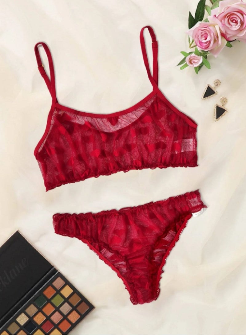 MANIKAN Women's Two-Piece Sheer Lace Set