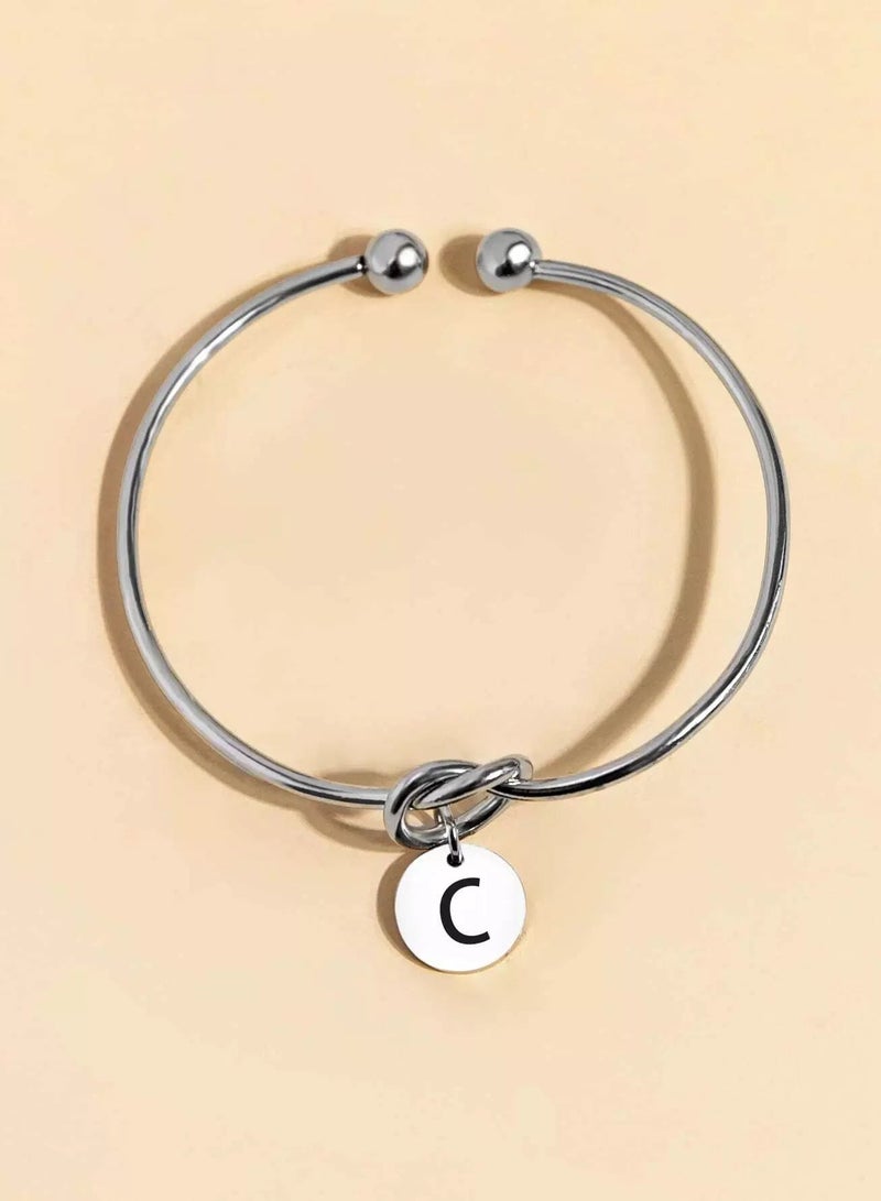 1pc Letter Charm Cuff Bangle  - Image 2