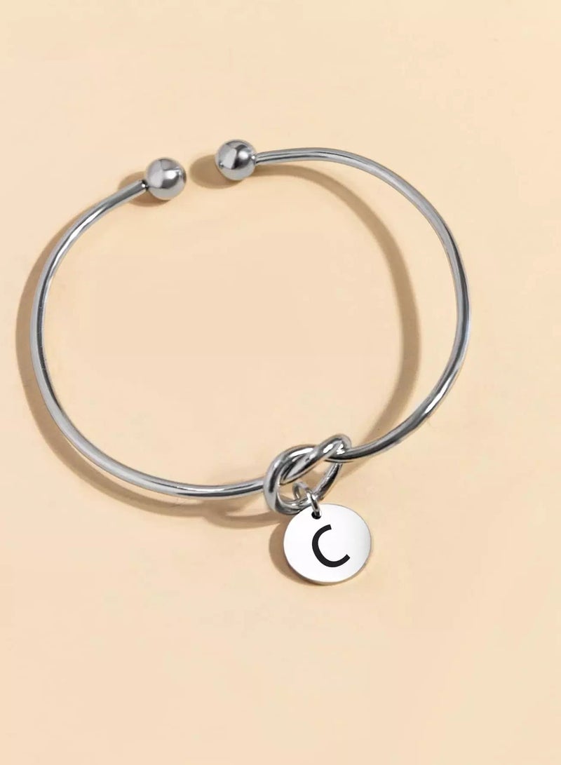 1pc Letter Charm Cuff Bangle  - Image 3
