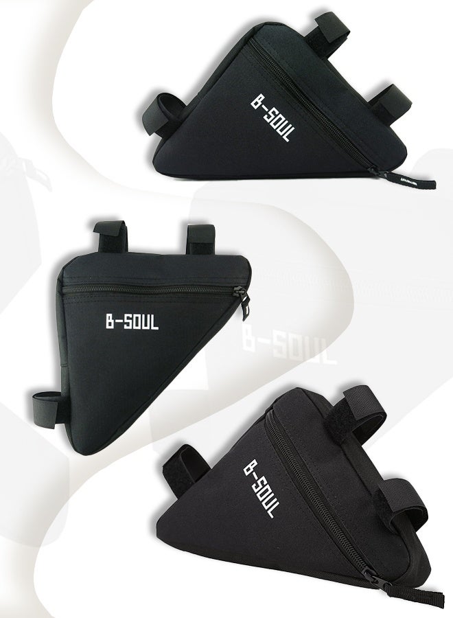 B-SOUL Bicycle Triangle Bag Waterproof Bicycle Frame Front Tube Bag Quick Release Front Seat Bicycle Top Tube Triangle Tool Bag (Black) B-SOUL Bicycle Triangle Frame Bag Front Triangle - Image 2