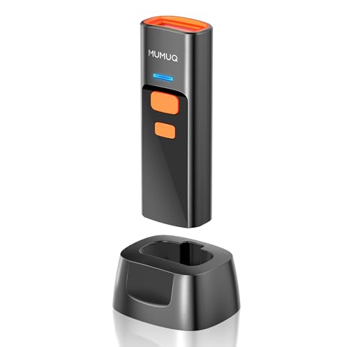 MUMUQ Wireless Barcode Scanner Mini Bluetooth 1D 2D QR Bar Code Scanner 3-in-1 Bluetooth & 2.4G & USB Wire Barcode Reader Compatible with Windows Android iOS Tablet PC (with Charging Dock) - Image 1