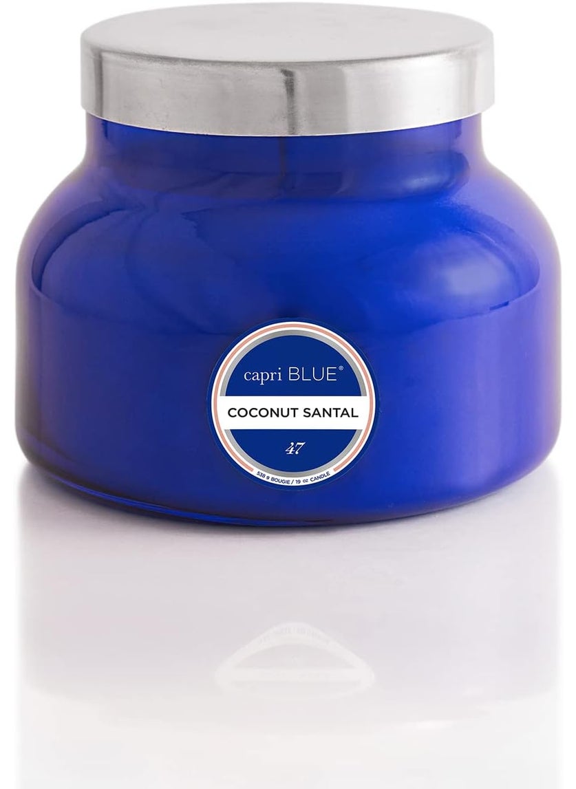 Capri Blue Capri Blue Signature Jar Candles - Long Lasting Soy Wax Blend - Luxury Tropical Scented Candles - Comes in Blue Decorative Glass Jar (Coconut Santal, 19 oz) 