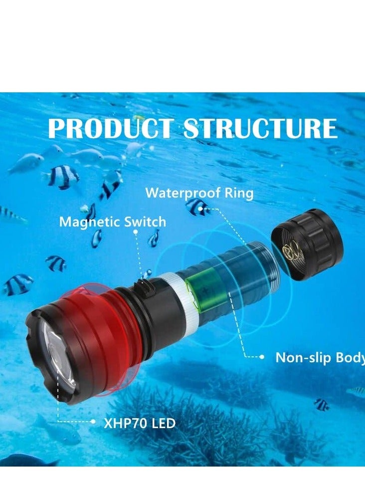SYOSI Diving Flashlight Dive Torch 2000 Lumen Waterproof Underwater LED Submarine Lights Holder with Rechargeable Battery,Charger for Under Water Deep Sea Cave at Night - Image 2