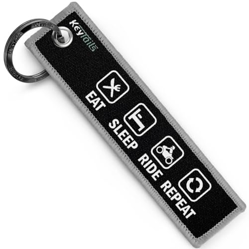 KEYTAILS Keychains, Premium Quality Key Tag for Motorcycle, Car, Scooter, ATV, UTV [Eat Sleep Ride Repeat] - Image 1