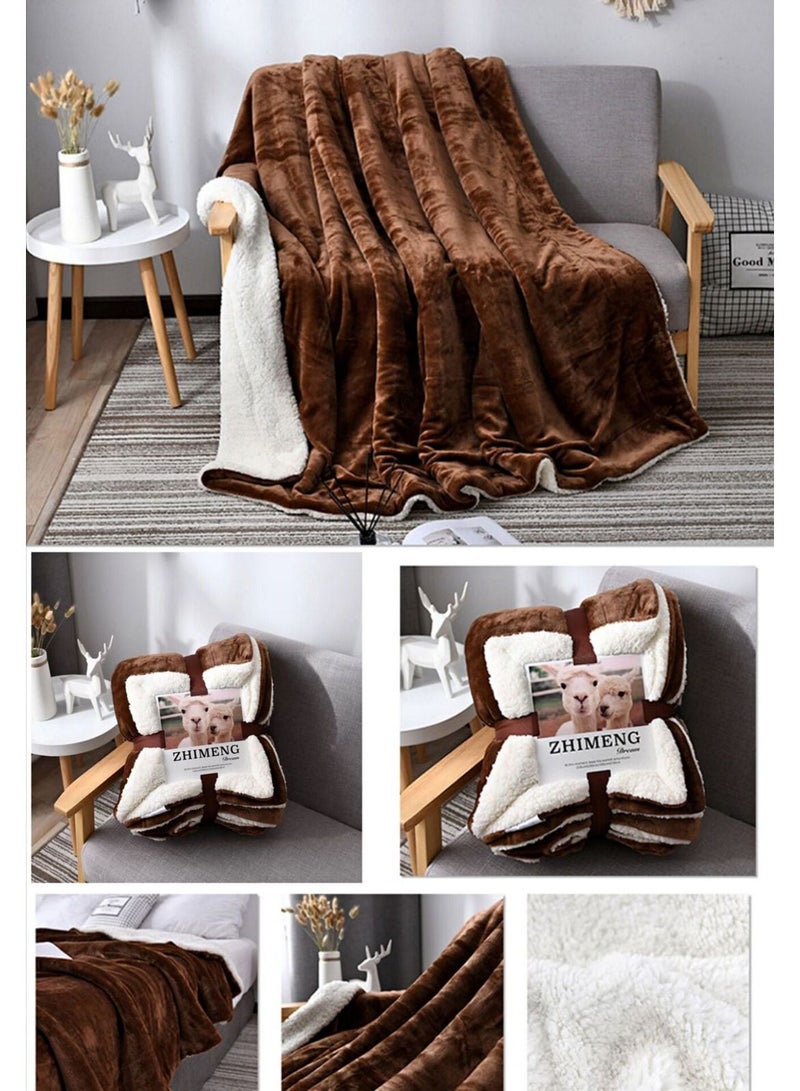 Polyester Soft King Size Sherpa Blanket Brown 140X100Cm