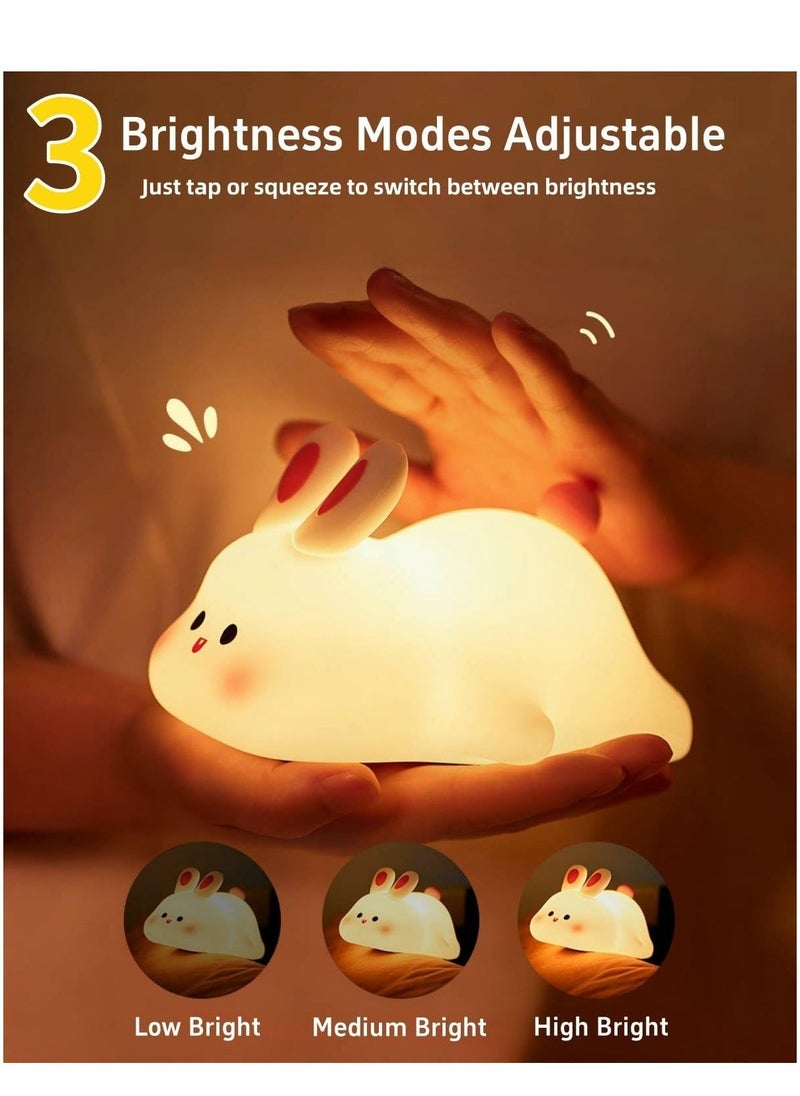 JAJEEK Big Face Rabbit Night Light – Cute Rabbit LED Night Light for Kids, Silicone Sponge Bunny Lamp, Rechargeable Night Light for Nursery, Breastfeeding, Bedroom & Living Room - Image 4