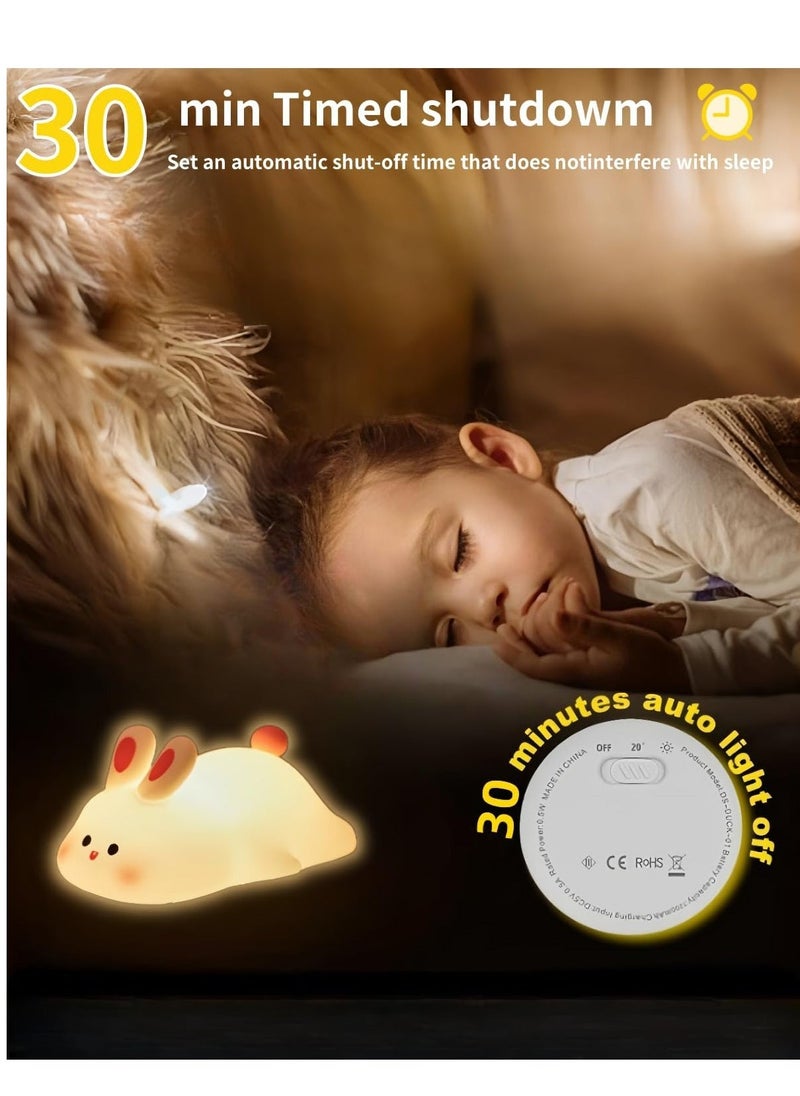 JAJEEK Big Face Rabbit Night Light – Cute Rabbit LED Night Light for Kids, Silicone Sponge Bunny Lamp, Rechargeable Night Light for Nursery, Breastfeeding, Bedroom & Living Room - Image 3