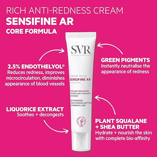 SVR SENSIFINE AR Cooling Hydrating Rosacea Cream for Face Intensive Soothing AntiRedness Moisturiser 40ml - Image 3