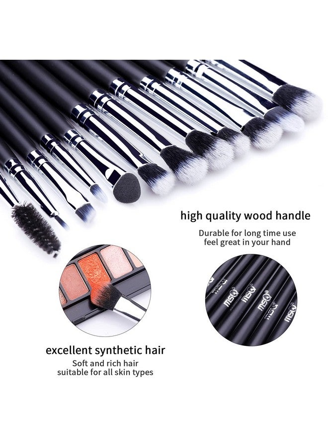 MSQ Eye Makeup Brushes 20Pcs Eyeshadow Makeup Brushes Set With Soft Synthetic Hairs & Real Longer Wood Handle For Eyeshadow Eyelasheyebrow Eyeliner Blending Conclear(Black) - Image 2
