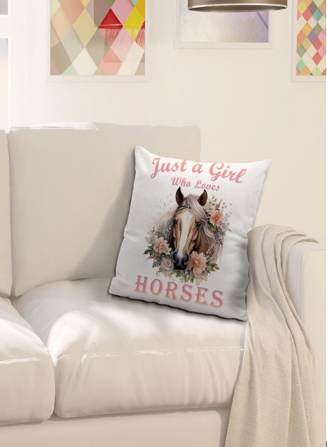 Nvotell Pink Horse Pillow Covers 18x18 - Horse Floral Decor for Girls Room, Just a Girl Who Loves Horses Lovers Gifts for Women - Image 3