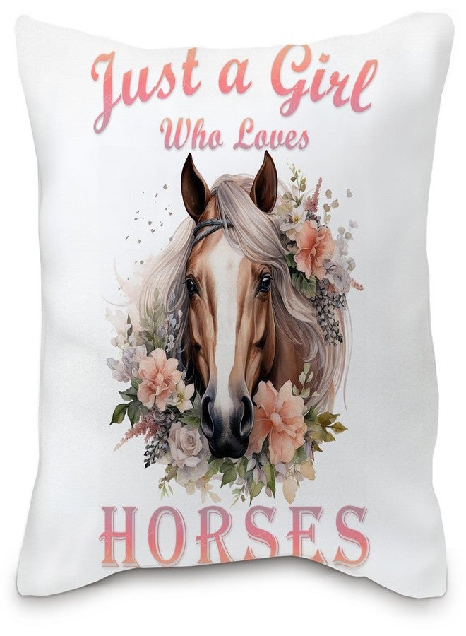 Nvotell Pink Horse Pillow Covers 18x18 - Horse Floral Decor for Girls Room, Just a Girl Who Loves Horses Lovers Gifts for Women - Image 1