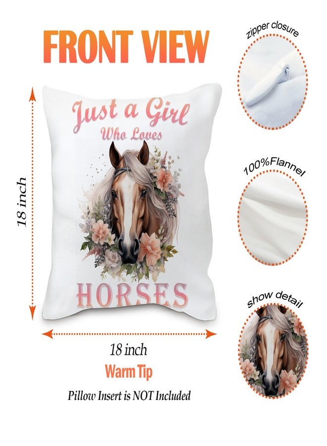 Nvotell Pink Horse Pillow Covers 18x18 - Horse Floral Decor for Girls Room, Just a Girl Who Loves Horses Lovers Gifts for Women - Image 5