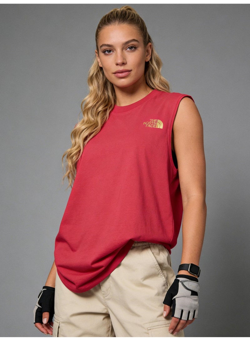 THE NORTH FACE North sleeveless vest T-shirt gold logo printing loose version-cotton round neck-the same for men and women - Image 3