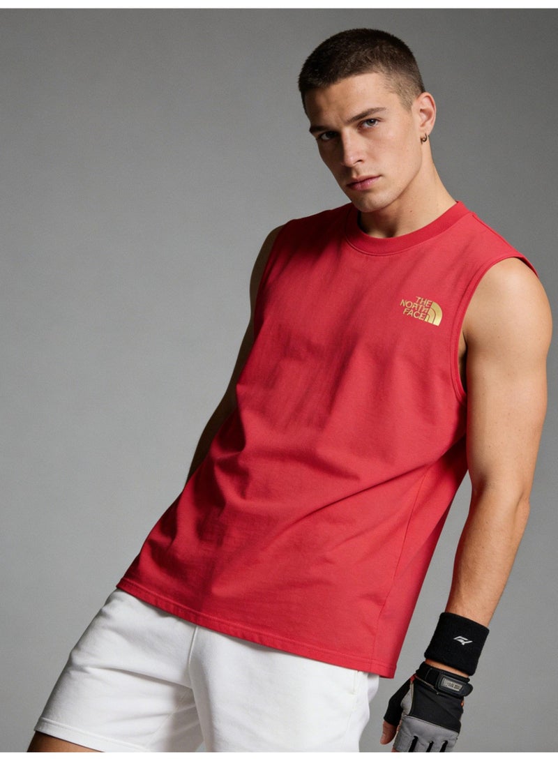 THE NORTH FACE North sleeveless vest T-shirt gold logo printing loose version-cotton round neck-the same for men and women - Image 2