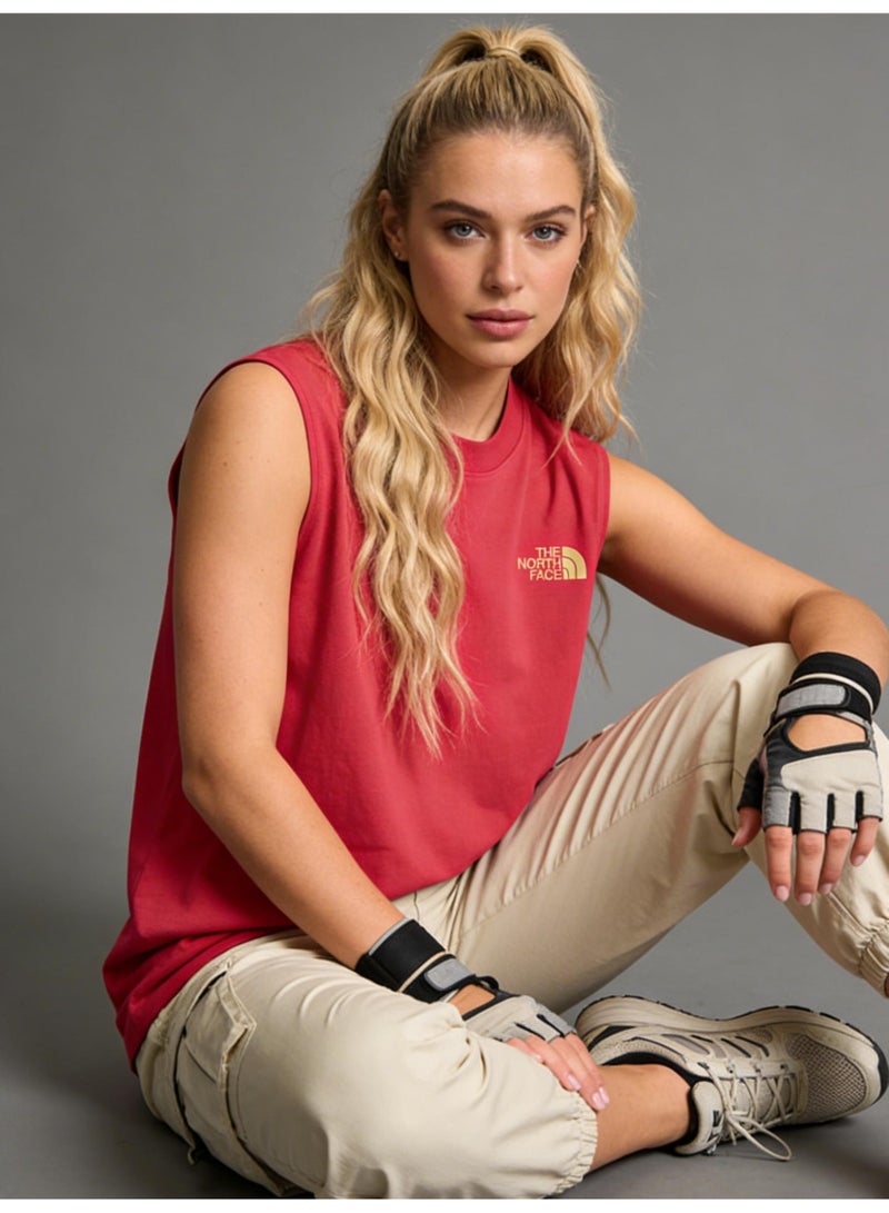THE NORTH FACE North sleeveless vest T-shirt gold logo printing loose version-cotton round neck-the same for men and women - Image 1