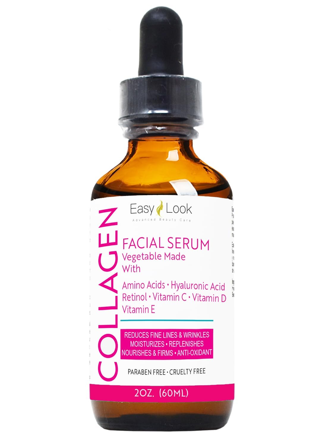 EASY LOOK - Collagen Serum for Face - Anti-Aging Facial Serum, Tighten Lift Hydrate & Plump All Skin Types, Reduce Fine Line & Wrinkles 2oz - Image 1