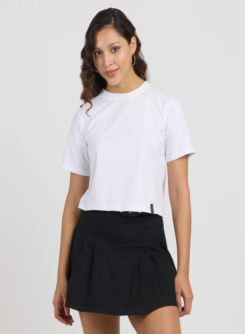 PINACOLADA  Women's Daisy White Solid Crop Tee for Women | Best Price UAE