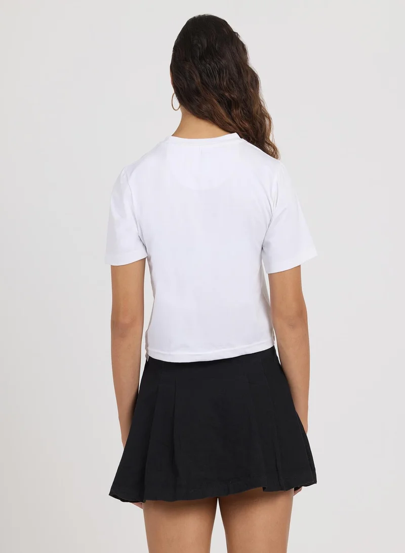 PINACOLADA  Women's Daisy White Solid Crop Tee for Women | Best Price UAE