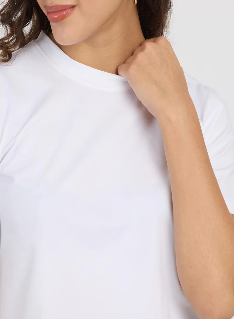 PINACOLADA  Women's Daisy White Solid Crop Tee for Women | Best Price UAE