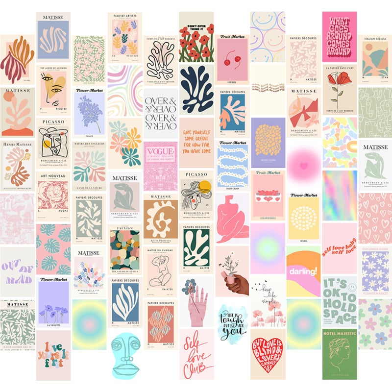 KBKBART 70pcs Danish Pastel Wall Collage Kit Aesthetic Pictures Cute Danish Pastel Posters Matisse Wall Art Prints Preppy Room Decor 4x6 for Teens Girls Women Dorm Bedroom