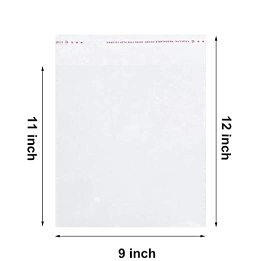 Dinojames Self Adhesive Resealable transparent 9X12 inches - 100 Pcs BOPP plastic covers for packing,plastic bags - Image 5