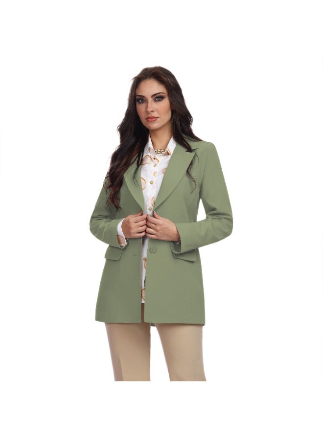 Smoky Egypt Elegant Lady Solid Blazer-Olive - Image 1