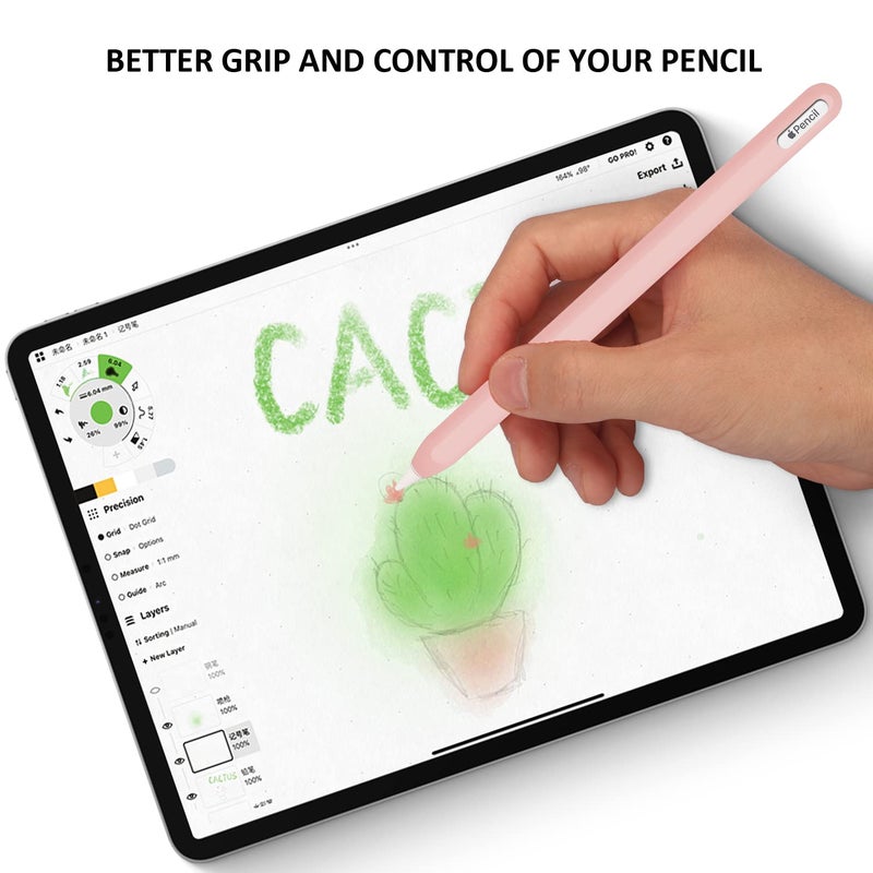 Slim Soft Silicone Sleeve Case Compatible with Apple Pencil 2nd Generation Only, Protective Grip Cover Skin for iPad Apple Pencil 2nd Gen (Pink)