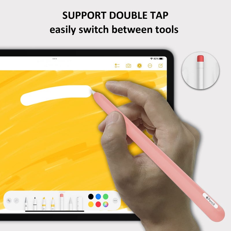 Slim Soft Silicone Sleeve Case Compatible with Apple Pencil 2nd Generation Only, Protective Grip Cover Skin for iPad Apple Pencil 2nd Gen (Pink)