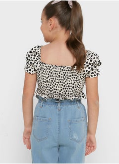 Nautinati Natilene Girls Animal Print Smocked Crop Top  - Image 2