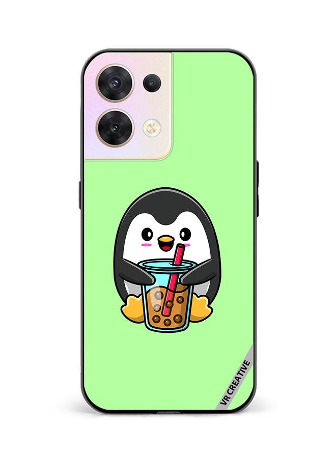 Protective Case Cover For Oppo Reno8 5G Penguin Cola Design Multicolour