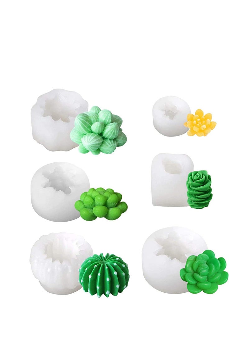 Excefore 6 Pack Succulent Silicone Mold - Cactus Flower Resin Casting Molds for Cake Decorating, Handmade Candle, Fondant, Epoxy Resin, Polymer Clay, Wax, etc - Image 1