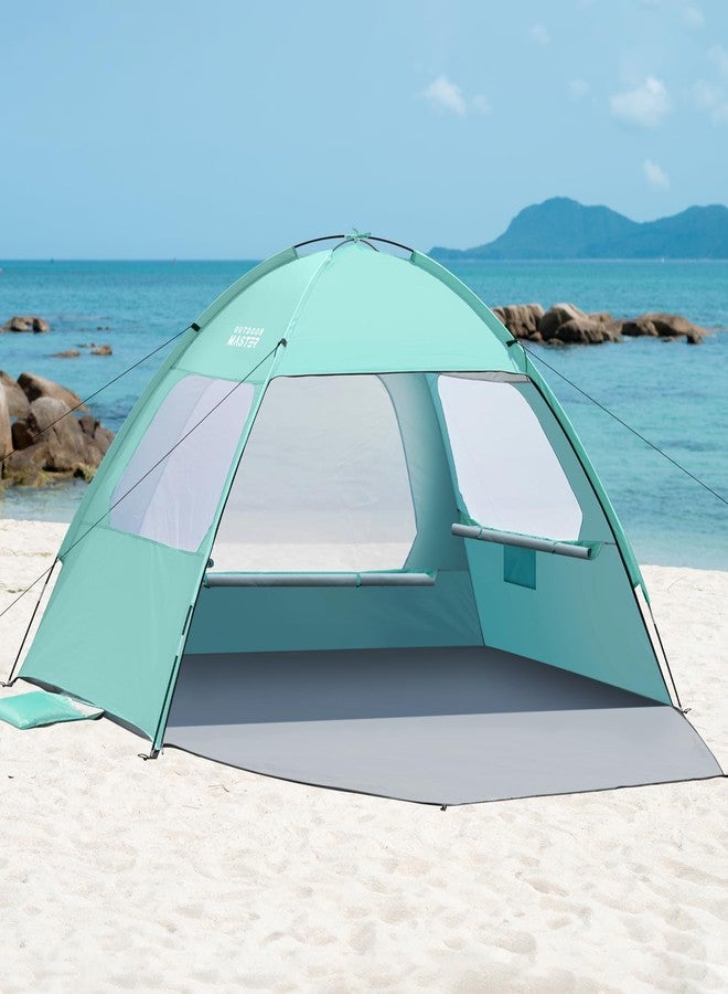 OutdoorMaster Beach Tent for 3/4 Person - Easy Setup Sun Shade Shelter, Portable Beach Shade Sun Canopy with UPF 50+ UV Protection, Removable Skylight Family Size - 4 Person Green - Image 1