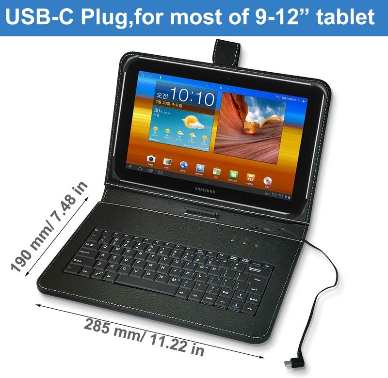 ENJOY-UNIQUE 10 inch Tablet Case 9.7-11 inch Tablet Cover with QWERTY External Keyboard USB C Port Compatible with Samsung Galaxy Tab A8 A7, Fire HD, Googee U10, Blackview, Nokia T20, Lenovo Tab M10 - Image 3