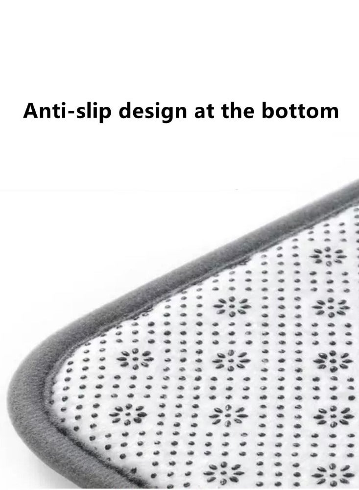 Kutis 2-Pieces European Simple Style Toilet Floor Mat Suit Bathroom Carpet Set Polyester Fiber Grey - Image 4