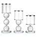 OwnMy Set of 3 Crystal Glass Candlestick Holders Pillar Candle Holders with Glass Covers, Modern Clear Glass Tea Light - Image 2