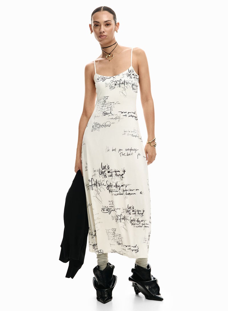 DESIGUAL Long Fitted Strappy Dress With Combined Lettering Print - Image 5