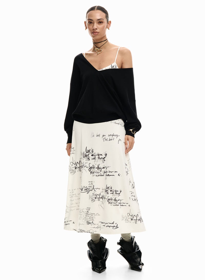 DESIGUAL Long Fitted Strappy Dress With Combined Lettering Print - Image 1