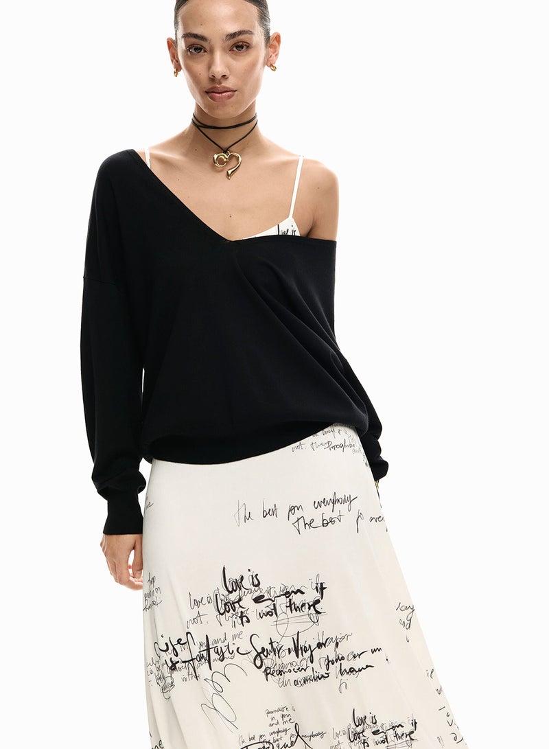 DESIGUAL Long Fitted Strappy Dress With Combined Lettering Print - Image 3